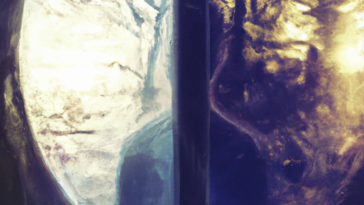 Abstract artwork showing two contrasting faces